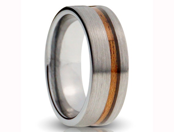 Redwood Ring 8mm Silver Tungsten Ring Authentic Sequoia Wood Ring Natural Gray Engagement Ring Men s Wedding Band Wood Ring Women s