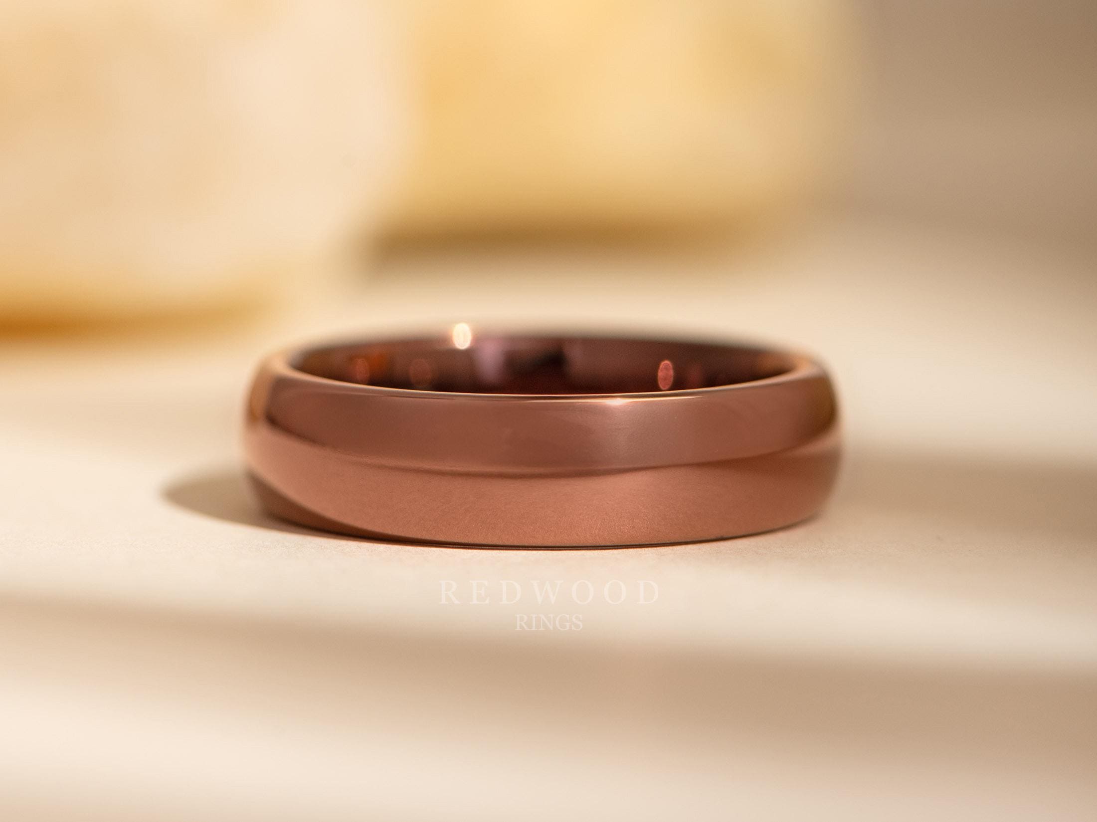 Brown Polished Tungsten Ring, Shiny Minimalist Band, 6MM Espresso Wedding Band, Anniversary Gift, Simple Promise Ring, Men's Women's Ring