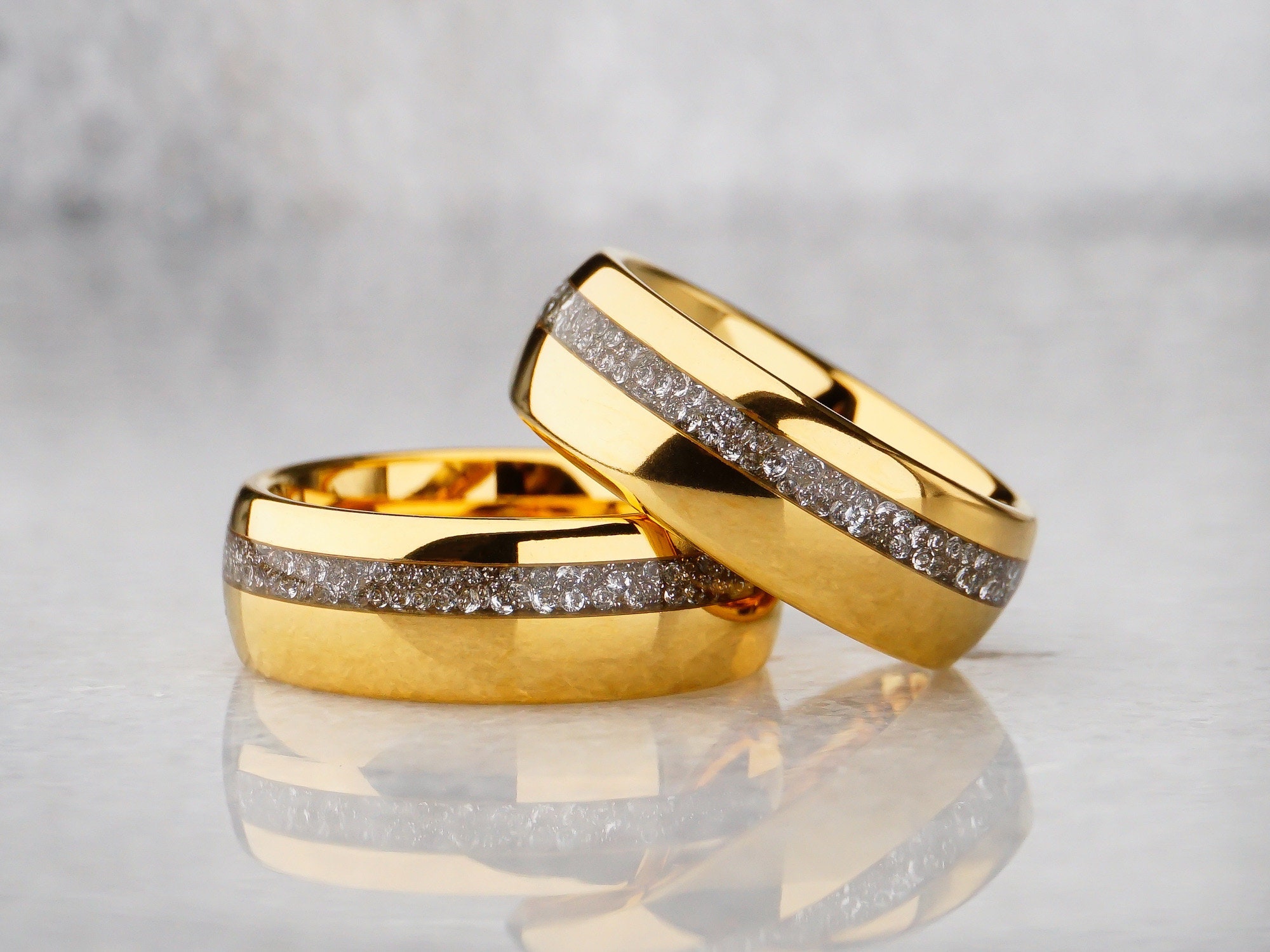 Gold Plated Lab Diamond Ring Wedding Band Engagement Ring Men s Ring Tungsten Band Women s Ring Anniversary Band Diamond Jewelry 14K Etsy Canada