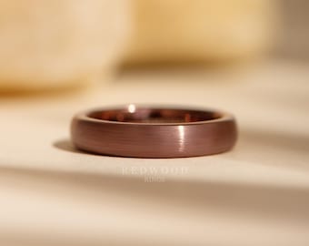 Brown Tungsten Ring , Brushed Wedding Band, 4MM Ring, Comfort Fit Ring, Tungsten Carbide Band, Engagement ring, Women&#39;s Ring, Men&#39;s Band