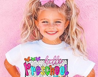 Back to School PNG, Preschool PNG, First Day of School, Preppy School PNG, First Day of PreK, Hello Preschool Png, 1st Day of School Png