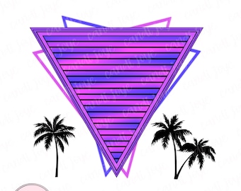 Triángulo PNG de los 90 - Impresión retro neón PNG - Clipart de palmera - Elementos de diseño retro de los 90 - Sublimación nostálgica - Vaso PNG