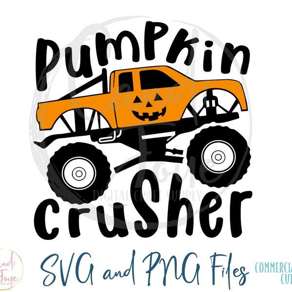 Pumpkin Crusher SVG - Monster Truck SVG - Kids Monster Truck PNG - Pumpkin Smasher Sublimation Design - Monster Truck Clipart