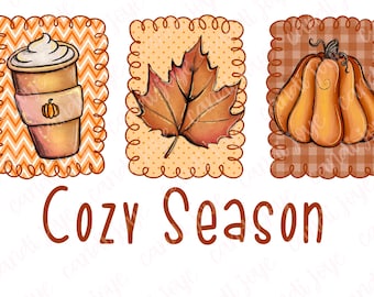 Saison douillette PNG, PNG automne, Thanksgiving PNG, citrouilles sublimation, motifs automne png, conception de chemise automne automne, saison d'automne png