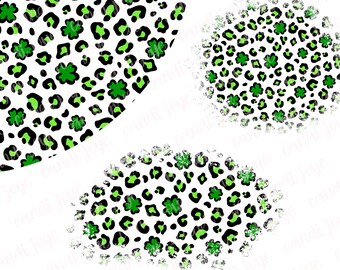 St. Patrick's Day PNG - Leopard Print PNG - Shamrock Sublimation Patches - St. Patty's Day - Leopard Sublimation - Bleached Shirt Patches
