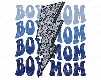 Boy Mom Retro PNG - Boy Mama Leopard Lightning Bolt - Sublimation Design - Mom of Boys - Vintage Retro Wavy Boy Mama - Distressed PNG