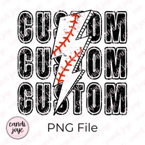 Custom Baseball PNG Lightning Bolt - Team Name Custom Sports Sublimation Design - Custom Baseball PNG File - Personalized Baseball Shirt PNG