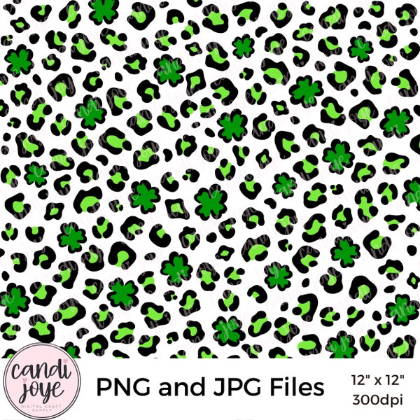 St. Patrick's Day PNG - Leopard Print PNG - Shamrock PNG Pattern - Four Leaf Clover - St. Patty's Day - Leopard Sublimation - Irish Overlay