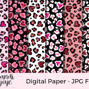 Estampado de leopardo de corazón - Fondo de leopardo de corazón - Fondo de estampado de guepardo - Patrón de San Valentín - Leopardo de estampado animal - Leopardo de San Valentín