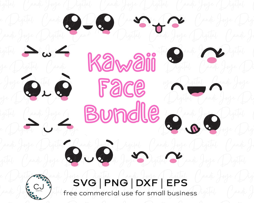 Kawaii Faces Svg Emoji Faces Svg Kawaii Svg Bundle Kawaii Etsy In