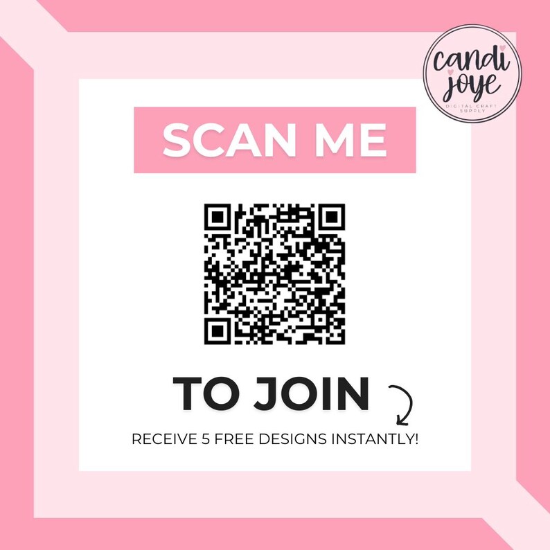 a pink square with a qr code on it