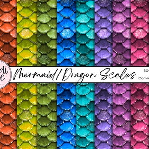 Mermaid Scale Digital Papers - Dragon Scale Digital Paper - Glitter Digital Paper Pack - Digital Background - Printable Paper - Scrapbooking