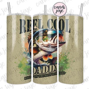 Dad Fishing 20oz beker wrap png-sublimatieontwerp, grappige Vaderdag 20oz magere rechte beker wrap png, haspel cool naadloos ontwerp