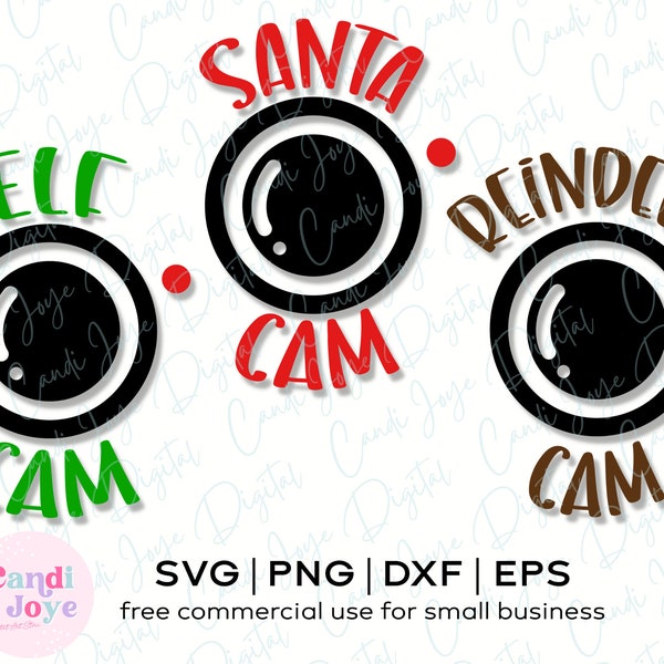 Santa Cam SVG - Elf Cam SVG - Reindeer Cam SVG Bundle - Christmas Svg - Santa Cam Sublimation Designs - Christmas Png