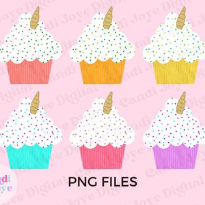 Unicorn PNG Cupcake Clipart - Baking Clipart - Birthday Party Graphics - Digital Planner Clipart - Unicorn Party - Cupcake PNG Files