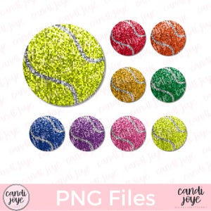 Pacote de Bola de Tênis de Lantejoulas PNG - Bola de Tênis com Glitter PNG - Sublimação de Bola de Tênis PNG - Design de Camiseta para Mãe de Tênis - Gráficos de Clipart de Tênis