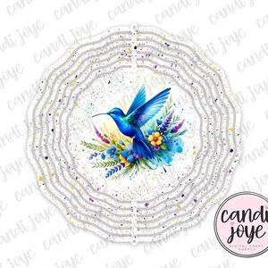 Hummingbird Wind Spinner PNG, Floral Wind Spinner Designs, Spring Sublimation Garden Spinner PNG, Summer Bird Sublimation Wind Spinner PNG