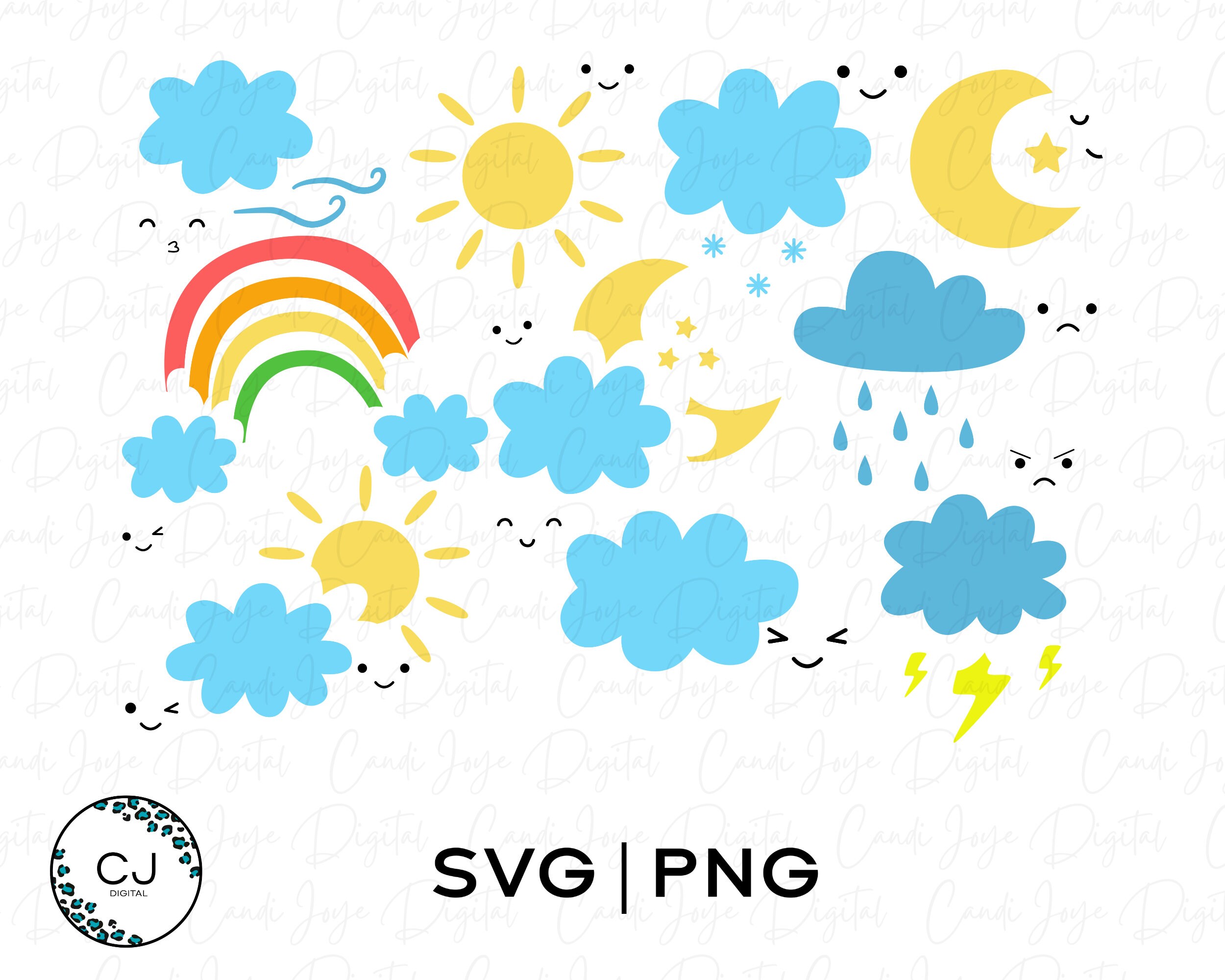 Set Weather Svg Cute Weather SVG Weather Clipart Weather Conditions - Etsy UK