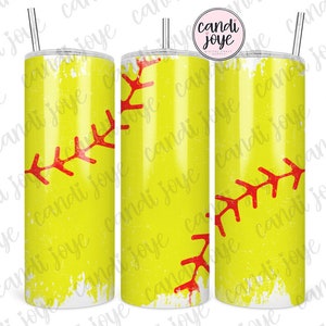 Softball 20oz Tumbler Wrap PNG, Customizable Add Name Sublimation Design Digital Download, Sports 20oz Skinny Straight Tumbler Wrap PNG