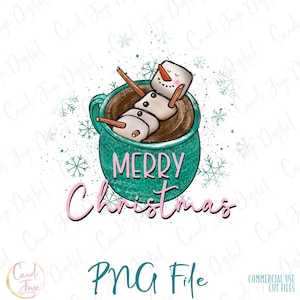 Feliz Natal PNG - Design de Sublimação para Temporada Aconchegante - Chocolate Quente de Boneco de Neve PNG - Clipart de Boneco de Neve - Chocolate Quente PNG - Adesivo de Planejador Digital