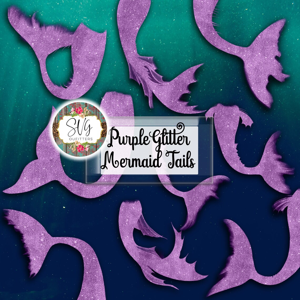 Amethyst Purple Glitter Mermaid Tails Clip Art Mermaid PNG | Etsy