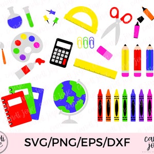Schoolbenodigdheden SVG-bundel - schoolillustraties - krijt SVG - potlood SVG - schoolbenodigdheden png - terug naar schoolbenodigdheden gesneden bestanden - wetenschap wiskunde