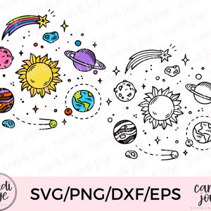 Weltraum SVG - Sonnensystem SVG - Galaxy SVG - Planeten Clip Art - Weltraum Clipart - Sonnensystem Sublimation Png-Grafiken - Universum SVG