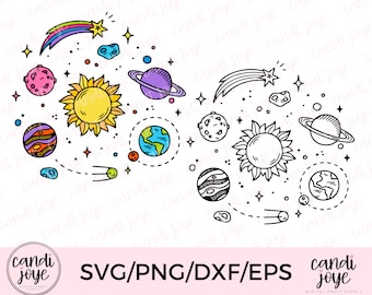 Outer Space SVG - Solar System SVG - Galaxy SVG - Planets Clip Art - Space Clipart - Solar System Sublimation Png Graphics - Universe Svg