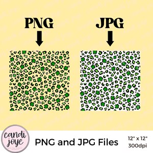 St. Patrick's Day PNG - Leopard Print PNG - Shamrock PNG Pattern - Four Leaf Clover - St. Patty's Day - Leopard Sublimation - Irish Overlay image 2