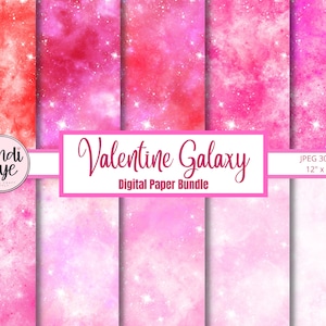 Galaxy Digital Paper - Valentine Digital Paper Bundle - Galaxy Digital Paper Bundle - Galaxy Sublimation Backgrounds - Celestial Digital Set