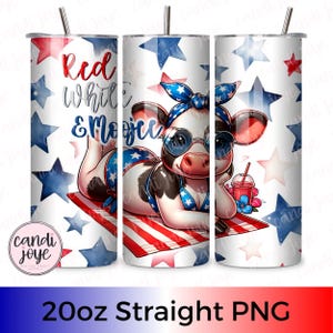 Patriotic 20oz Tumbler Wrap PNG, 4th of July Sublimation Design, American Flag 20oz Skinny Straight Tumbler Wrap PNG, Red White and Moojee