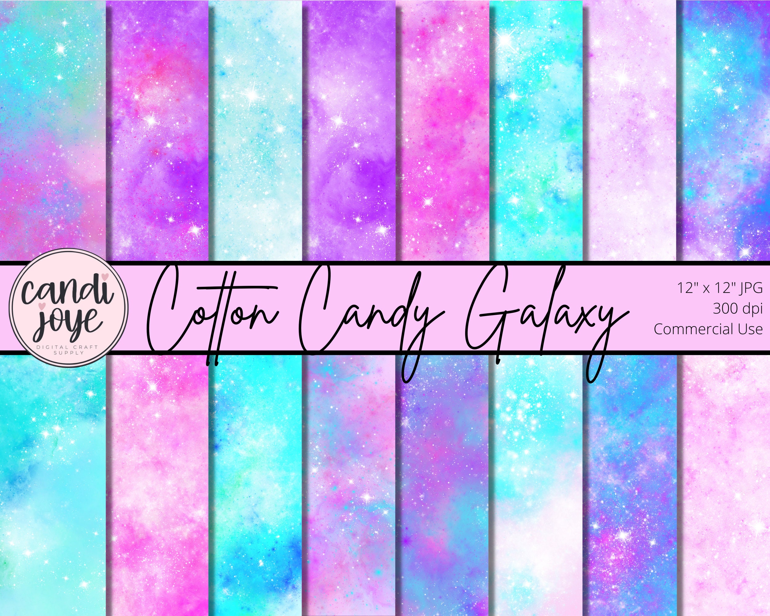 Cotton Candy Galaxy Digital Paper Pack Nebula Digital Wallpaper