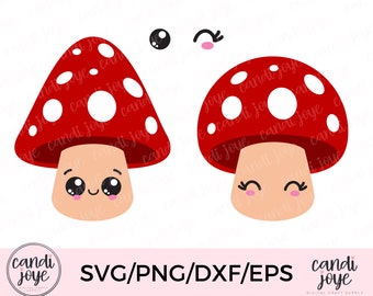 Kawaii Mushroom SVG - Hippie SVG - Kawaii Clipart - Cute Mushroom PNG - Mushroom Clip Art - Mushroom Sublimation Design - Instant Download