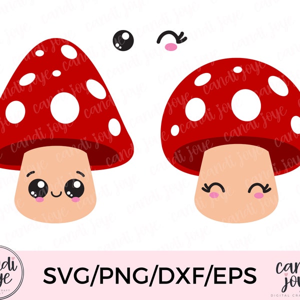 Kawaii Mushroom SVG - Hippie SVG - Kawaii Clipart - Cute Mushroom PNG - Mushroom Clip Art - Mushroom Sublimation Design - Instant Download