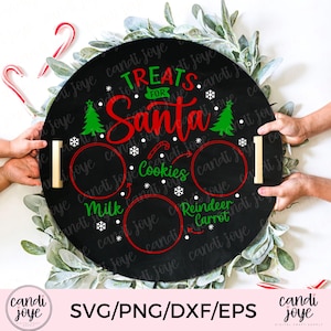 Santa Tray SVG - Santa Cookie Tray PNG - Santa Plate SVG - Christmas Plate Svg - Dear Santa Reindeer Treat Tray Design - Latte per Babbo Natale