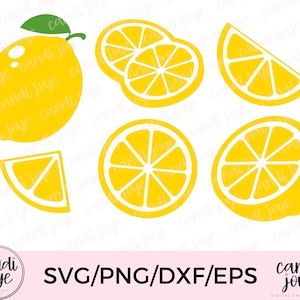 Paquete SVG de limón - Imágenes prediseñadas de limón - Gráficos de limón - Archivos PNG de sublimación de limón - Archivos de corte de cítricos - SVG de frutas - Limones imprimibles