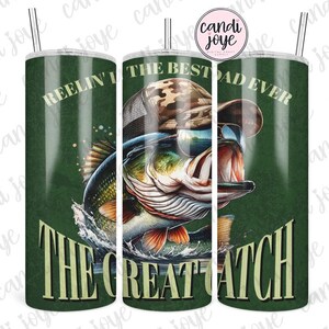 Papà che pesca 20oz Tumbler Wrap PNG Design a sublimazione, Divertente festa del papà 20oz Skinny Straight Tumbler Wrap PNG, Tumbler da uomo Design senza cuciture