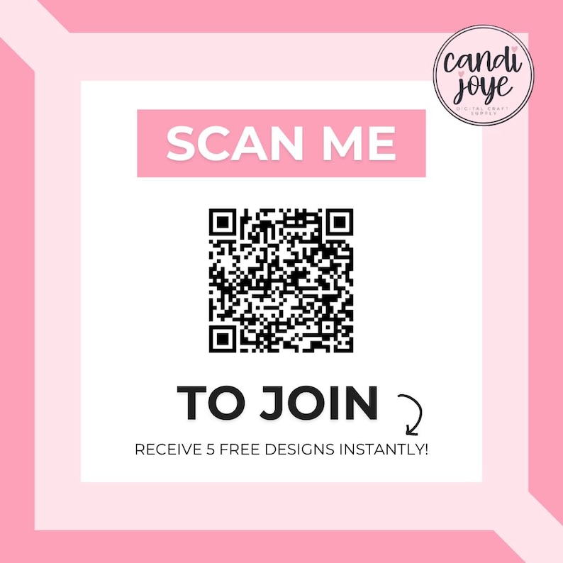 a pink square with a qr code on it