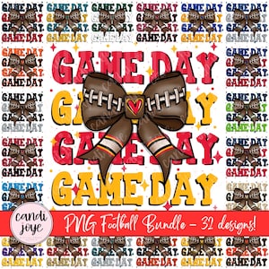 Football PNG Bundle, Football Bow PNG, Game Day Bundle, Football Coquette PNG, Football Team Graphics, Hand Drawn - Popular Team Colors