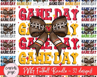 Football PNG Bundle, Football Bow PNG, Game Day Bundle, Football Coquette PNG, Football Team Graphics, Hand Drawn - Popular Team Colors