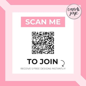 a pink square with a qr code on it