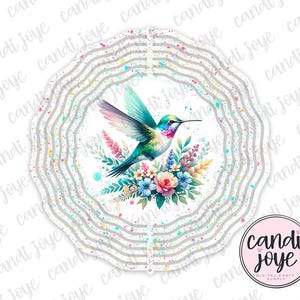 Hummingbird Wind Spinner PNG, Floral Wind Spinner Designs, Spring Sublimation Garden Spinner PNG, Summer Bird Sublimation Wind Spinner PNG