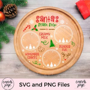 Santa Tray SVG - Santa Cookie Tray PNG - Santa Plate SVG - Christmas Plate Svg - Dear Santa Reindeer Treat Tray Design - Latte per Babbo Natale