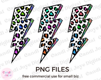 Lightning Bolt PNG - Leopard Print PNG - Sublimation PNG Files - Hand Drawn Sublimation Designs - Rainbow Leopard Clipart - Cheetah Png