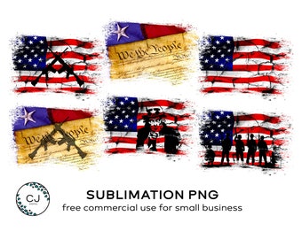 4th of July Sublimation Design Bundle - Distressed American Flag PNG - Patriotic Sublimation PNG Files - USA Sublimation - Red White Blue