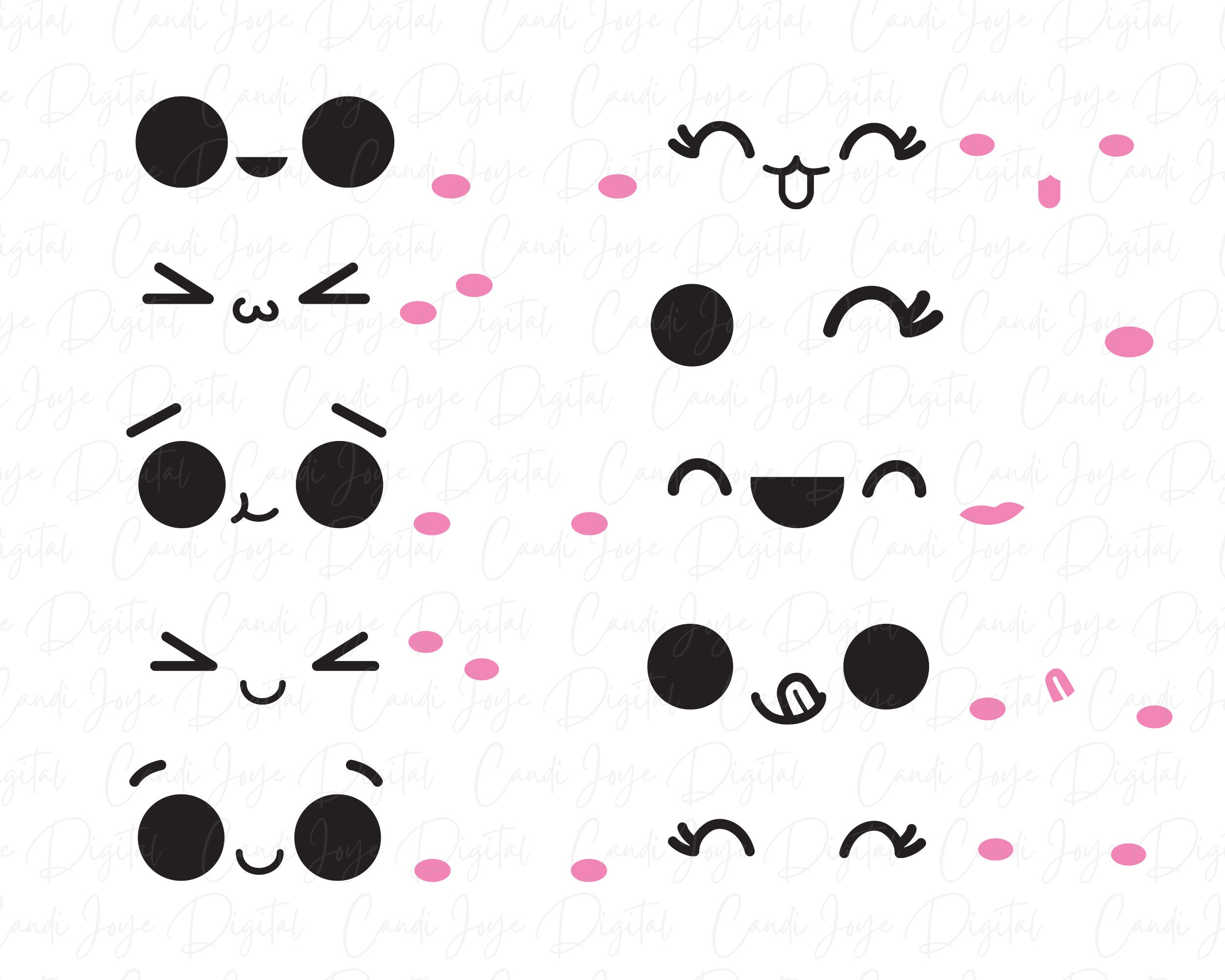 Cute Kawaii Svg Kawaii Face Svg Bundle Kawaii Clipart Etsy Australia