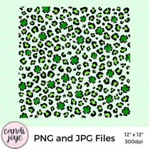 St. Patrick's Day PNG - Leopard Print PNG - Shamrock PNG Pattern - Four Leaf Clover - St. Patty's Day - Leopard Sublimation - Irish Overlay image 3