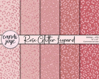 Leopard Print Digital Paper Pack - Cheetah Print Digital Scrapbook Paper - Pastel Animal Digital Paper - Glitter Leopard Print Background