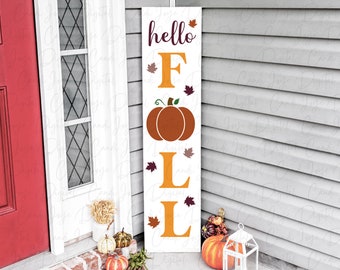 Hello Fall SVG Vertical Porch Sign SVG Pumpkin Welcome - Etsy