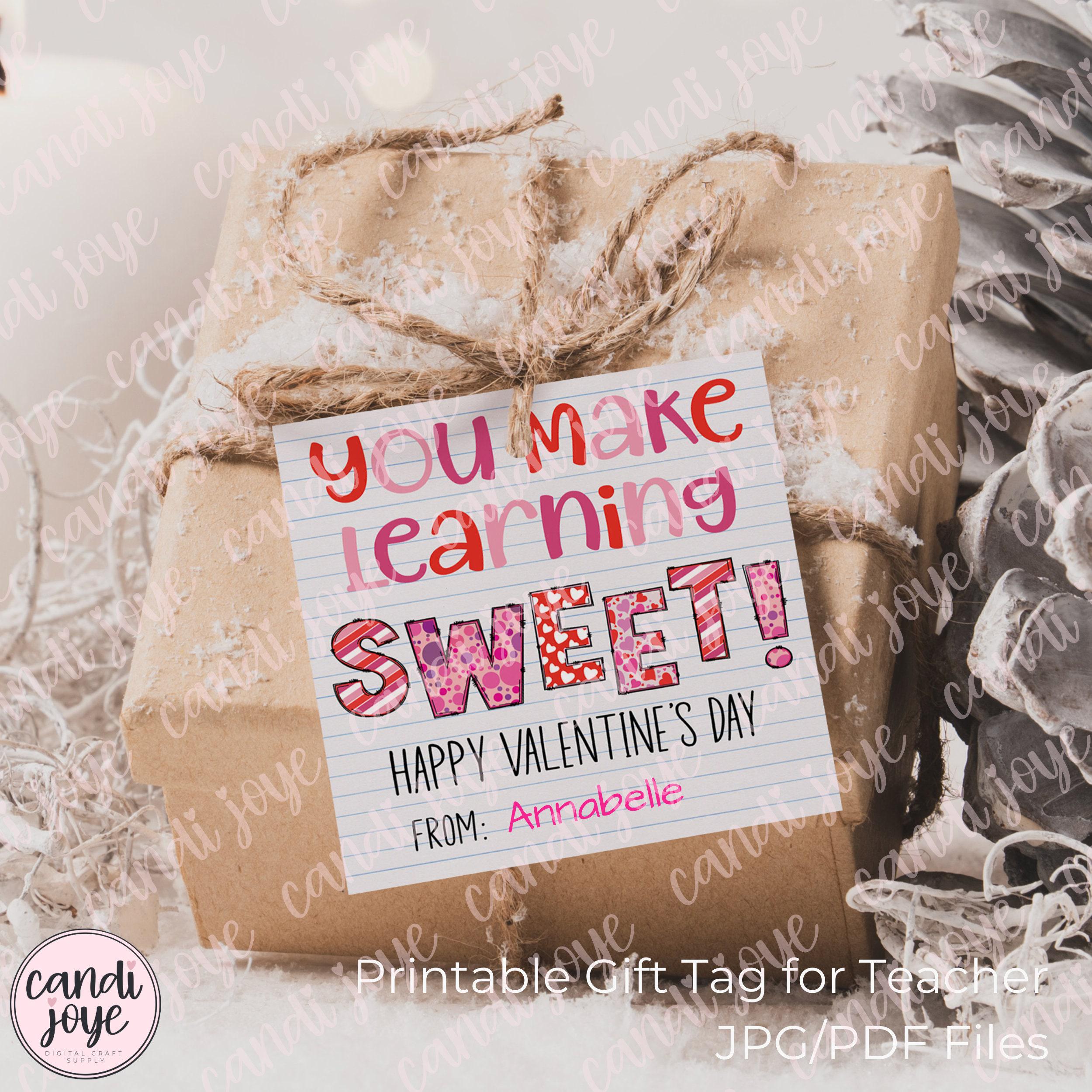 Teacher Valentine Gift Tag, Printable Teacher Appreciation Label ...